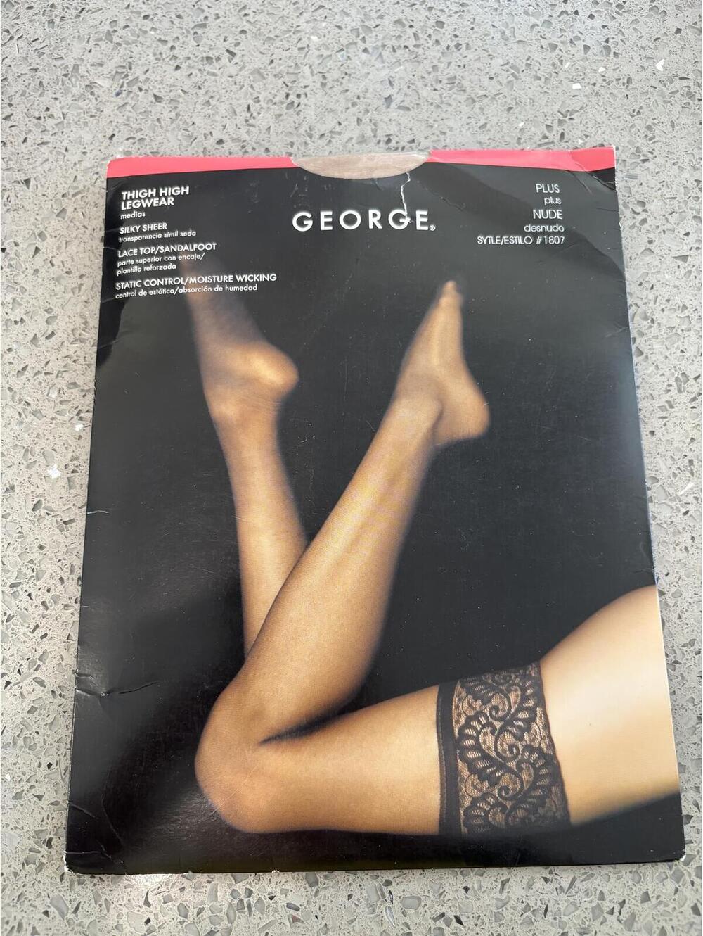 George Plus Size Nude Silky Sheer Thigh High Legwear (#4)